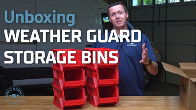 Unboxing Weather Guard Plastic Bins for 13.5-Inch Deep Shelving