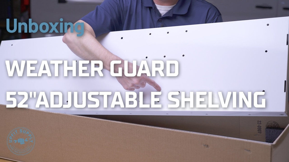 Unboxing the Weather Guard 52x60x13.5 Inch Adjustable 4 Shelf Unit for Mid Roof and High Roof Vans