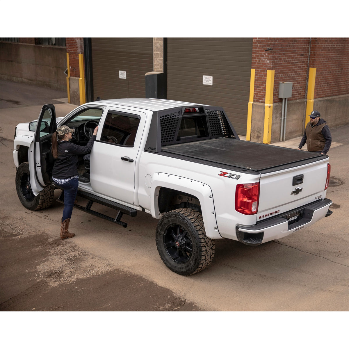 ARIES Switchback Black Aluminum Truck Headache Rack Cab Protector for Chevrolet/GMC (2015-2019) - 1110110