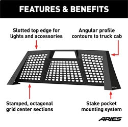ARIES Switchback Black Aluminum Truck Headache Rack Cab Protector for Toyota Tundra Access Cab (2007-2021) - 1110117