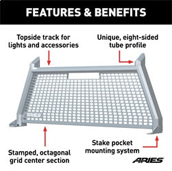 ARIES AdvantEDGE Chrome Aluminum Truck Headache Rack Cab Protector for Chevrolet/GMC Silverado/Sierra 2500 HD, Silverado/Sierra 3500 HD (2007-2019) - 1110205