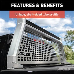 ARIES AdvantEDGE Chrome Aluminum Truck Headache Rack Cab Protector for Chevrolet/GMC Silverado/Sierra 2500 HD, Silverado/Sierra 3500 HD (2007-2019) - 1110205