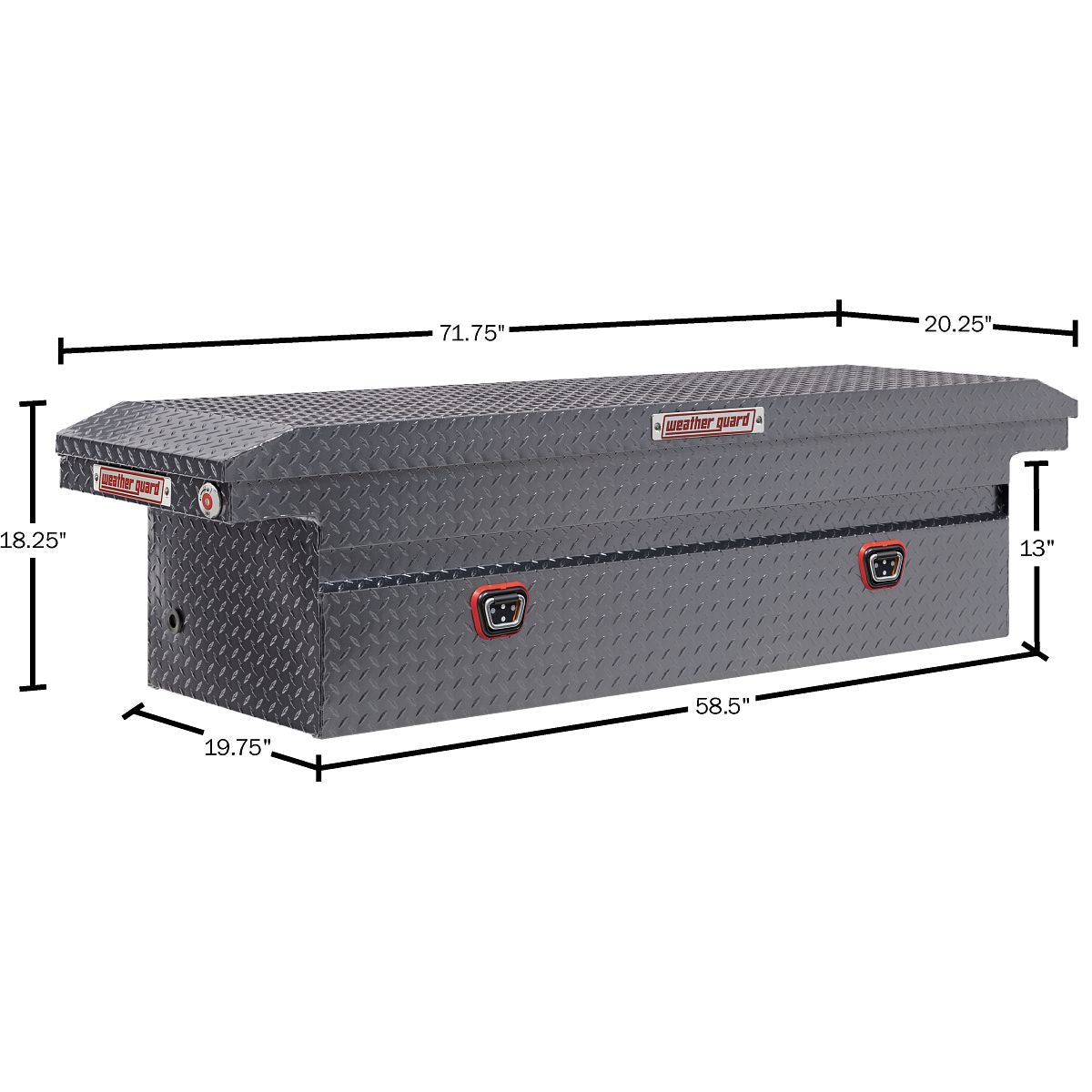 Weather Guard Crossover Tool Box Gun Metal Gray Aluminum Low Profile Model 121-6-04