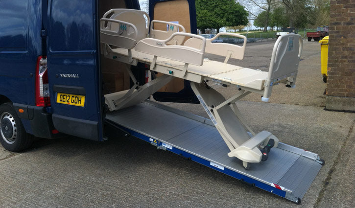Aluminum Loading Ramp for Mercedes Sprinter Cargo Vans - Ramp Width: 37-in | Ramp Length: 126-in | Ramp Swivel: Left-hand (outward + inward) | Ramp Platform: Perforated