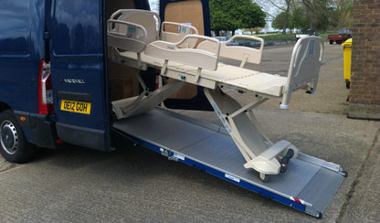 Aluminum Loading Ramp for Ford Transit Cargo Vans - Ramp Width: 37-in | Ramp Length: 108-in | Ramp Swivel: Left-hand | Ramp Platform: Perforated - 2 Section | Wheelbase: 148-in Extended | Capacity: 1,500 lbs.
