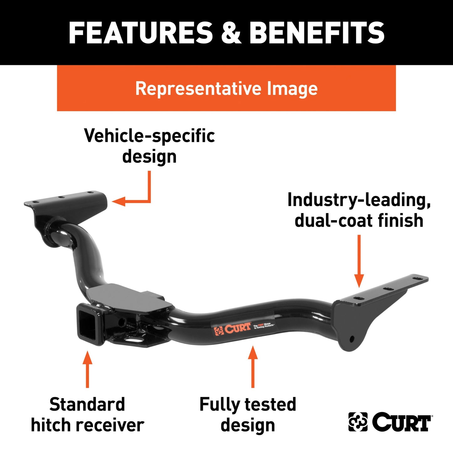 CURT Class 3 Trailer Hitch, 2" Receiver, Select Nissan Frontier, Suzuki Equator - 13241