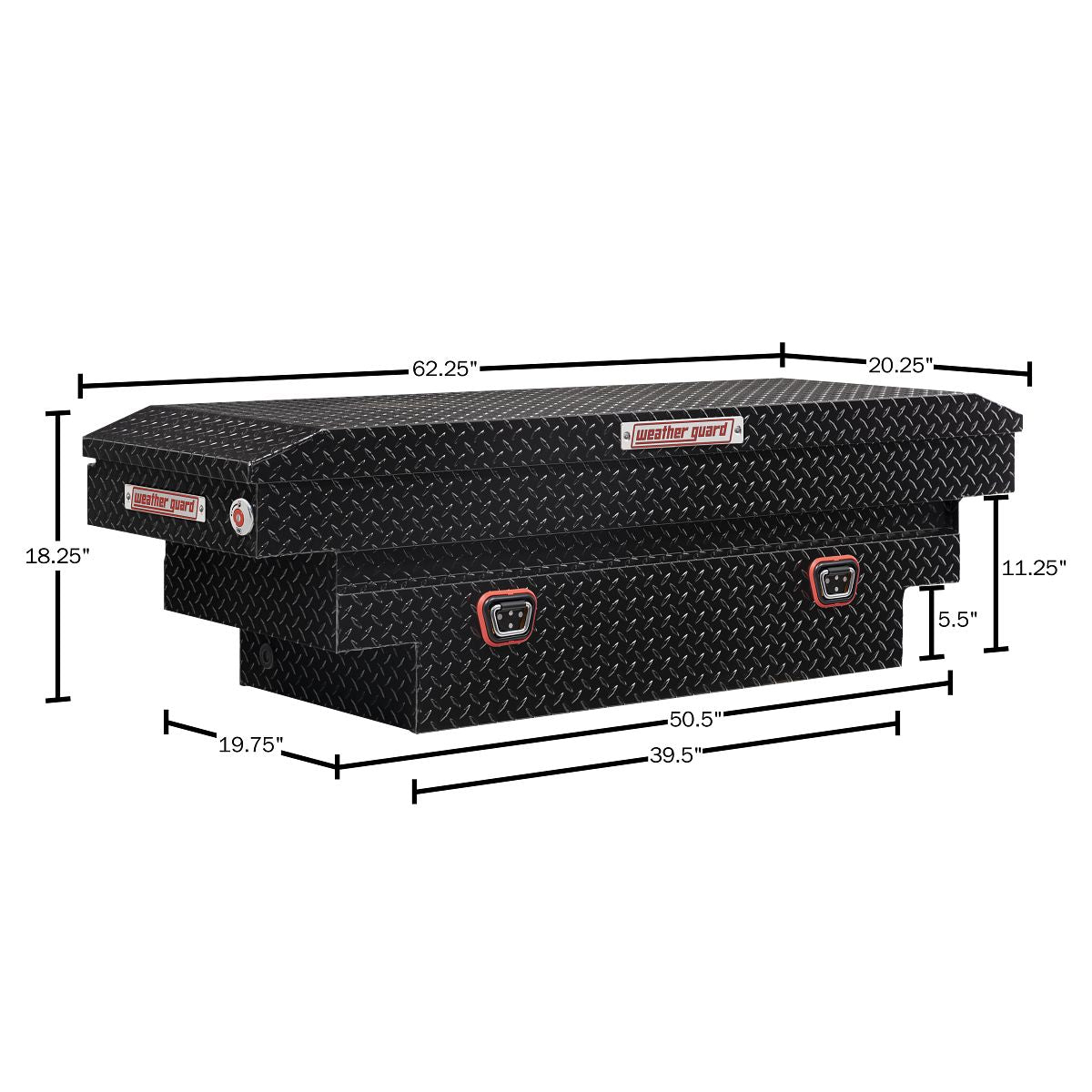 Weather Guard Crossover Tool Box for Mid-Size Trucks Gloss Black Aluminum Deep Model 137-5-04