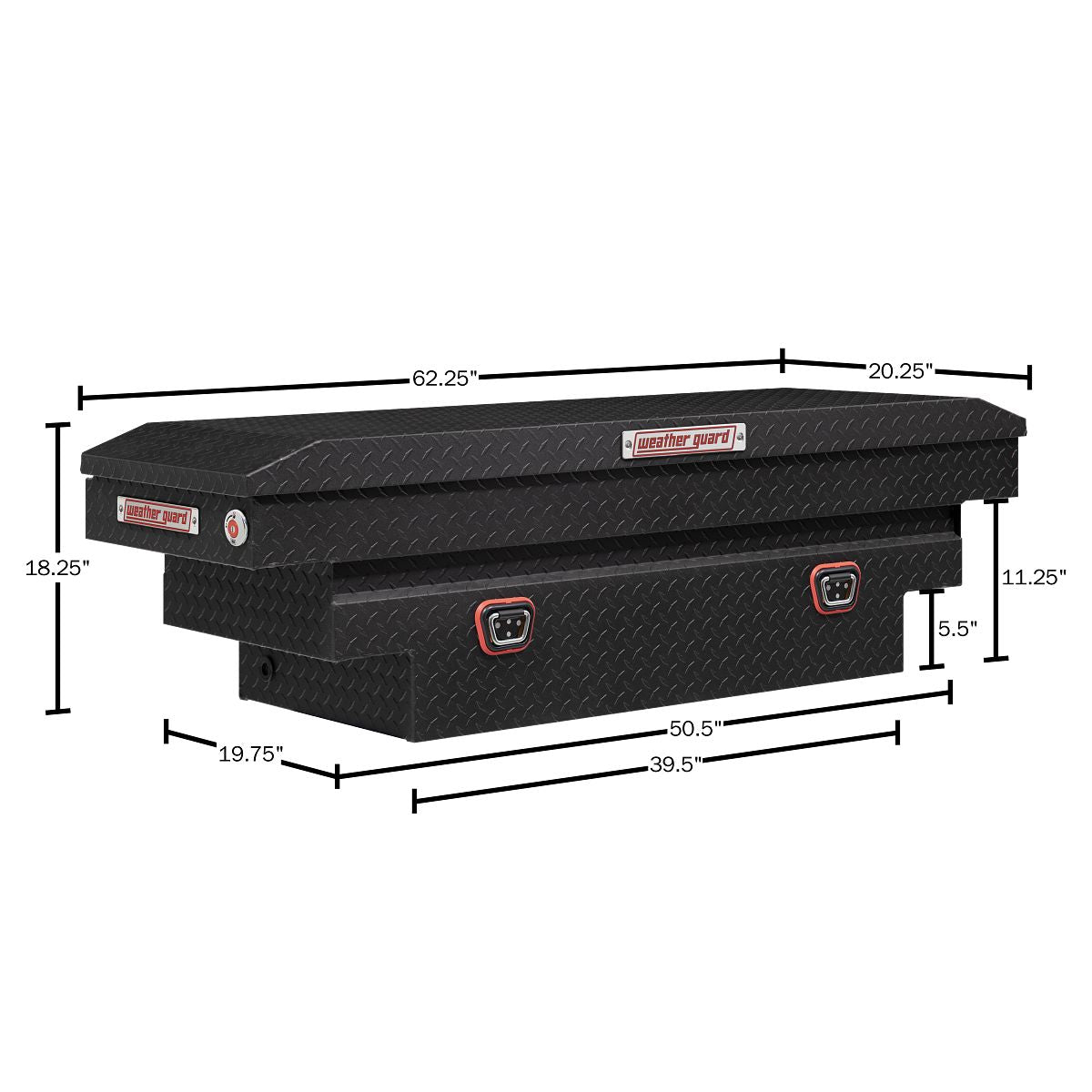 Weather Guard Crossover Tool Box for Mid-Size Trucks Textured Matte Black Aluminum Deep Model 137-52-04