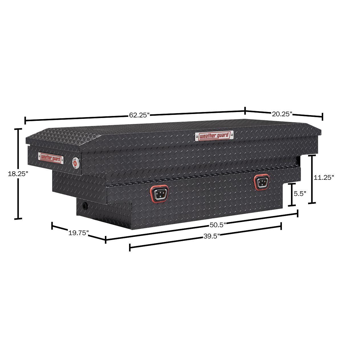 Weather Guard Crossover Tool Box for Mid-Size Trucks Gun Metal Gray Aluminum Deep Model 137-6-04