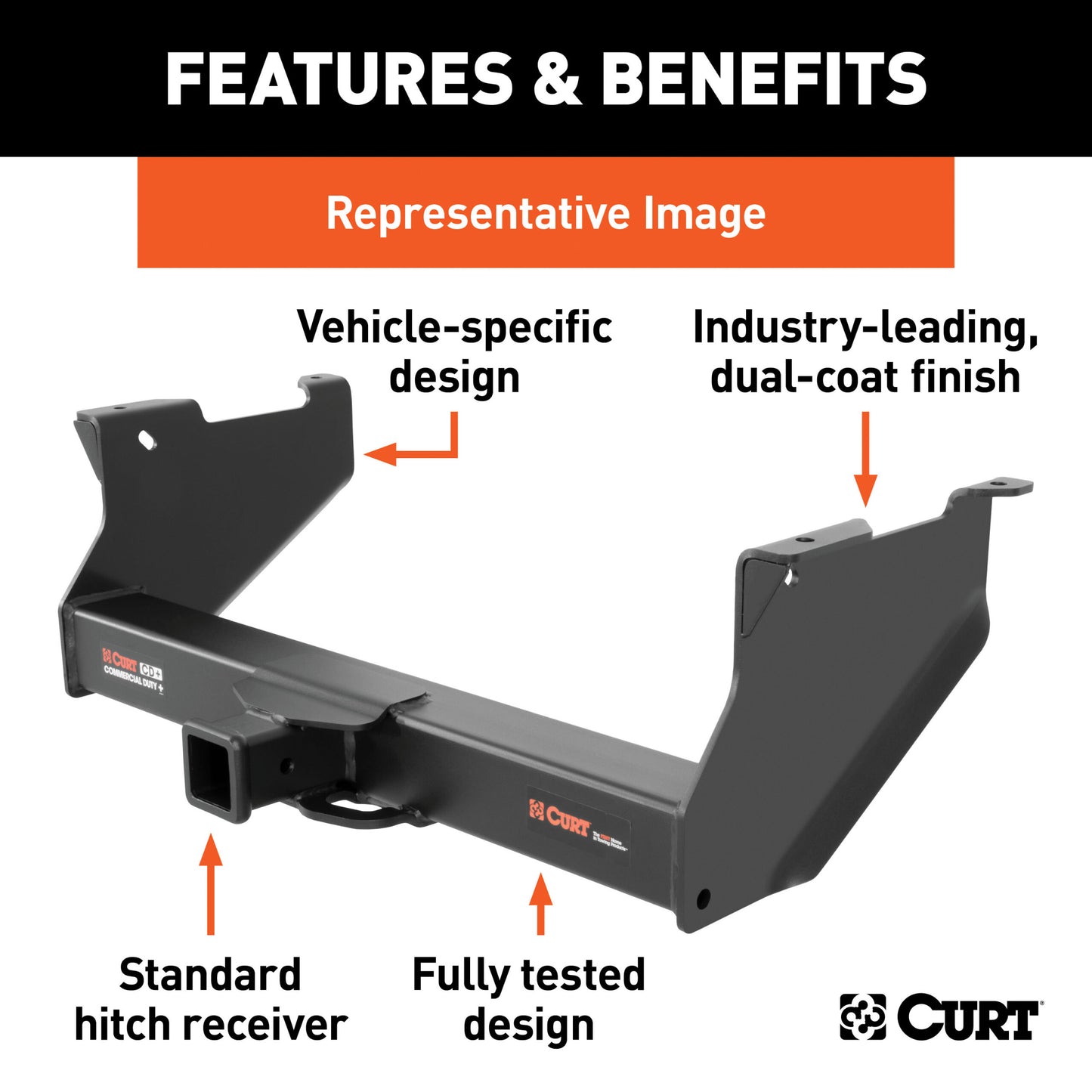 CURT Commercial Duty Class 5 Hitch, 2-1/2", Select Silverado, Sierra HD - 15010