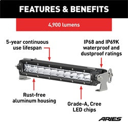 ARIES 10-in Single-Row LED Light Bar - 1501260