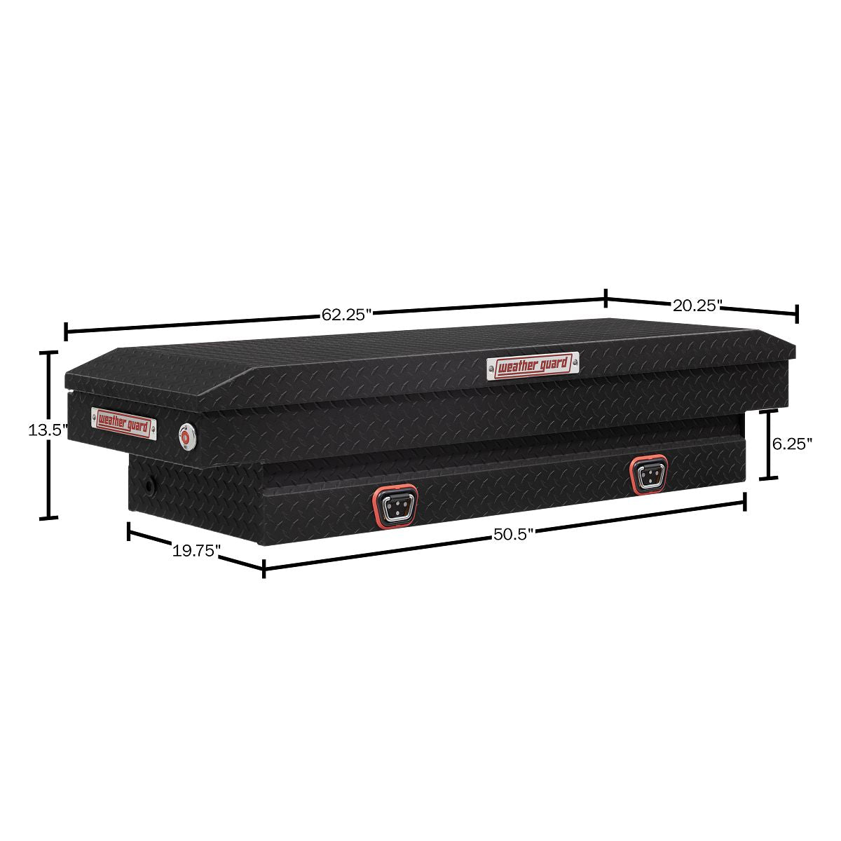 Weather Guard Crossover Tool Box for Mid-Size Trucks Textured Matte Black Aluminum Standard Model 154-52-04