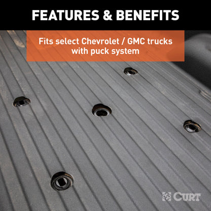 CURT Puck 5th Wheel Legs, Select Silverado, Sierra HD, 8' Bed, 30K, Teridium Grey - 16030