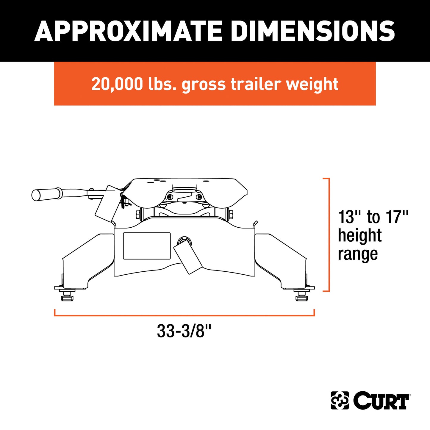 CURT A20 5th Wheel Hitch, Select Ford F-250, F-350, F-450, 8' Bed Puck System - 16034