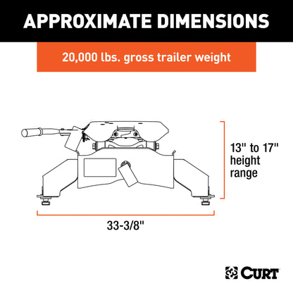 CURT A20 5th Wheel Hitch, Select Ford F-250, F-350, F-450, 8' Bed Puck System - 16034