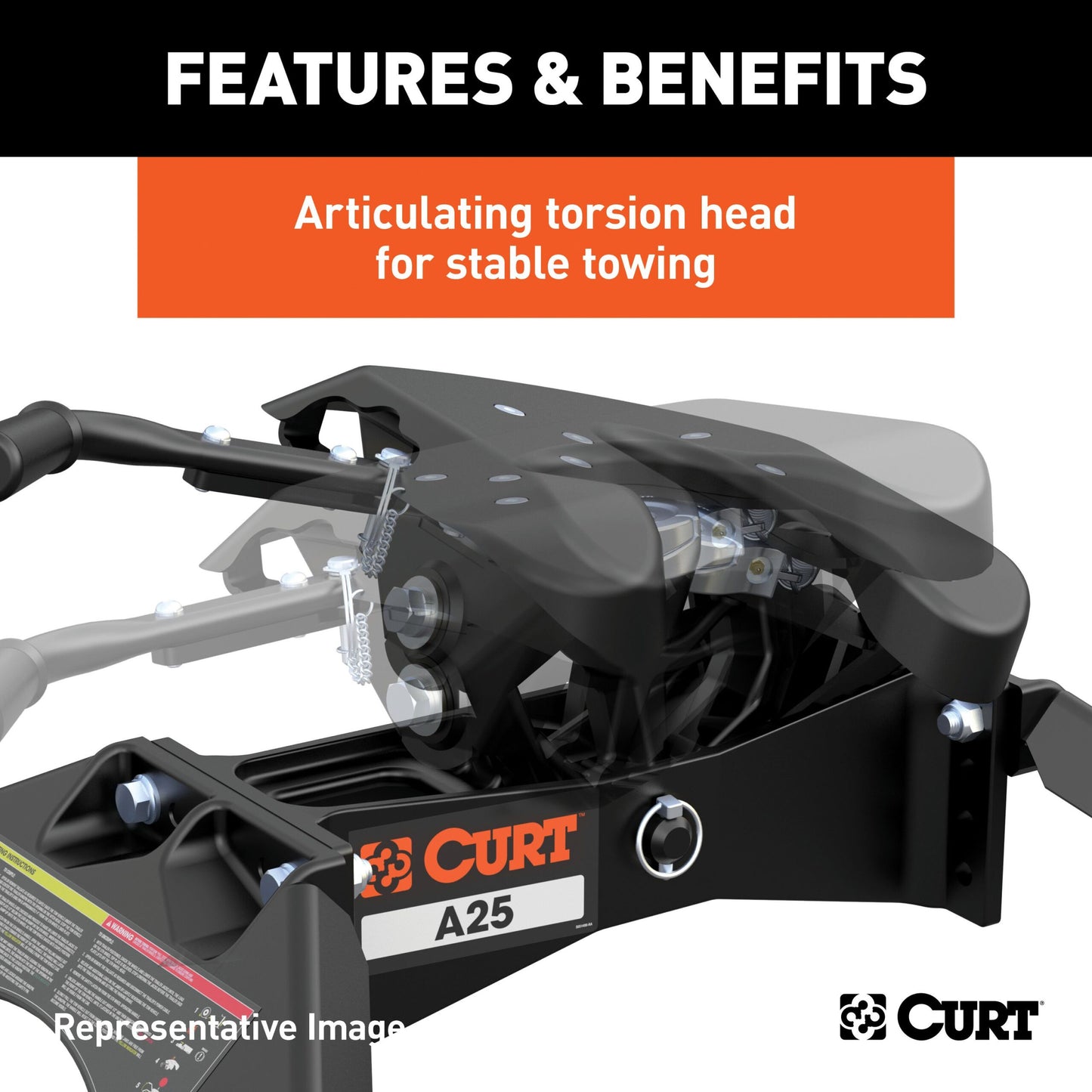 CURT A25 5th Wheel Hitch, Select Ford F-250, F-350, F-450, 8' Bed Puck System - 16036