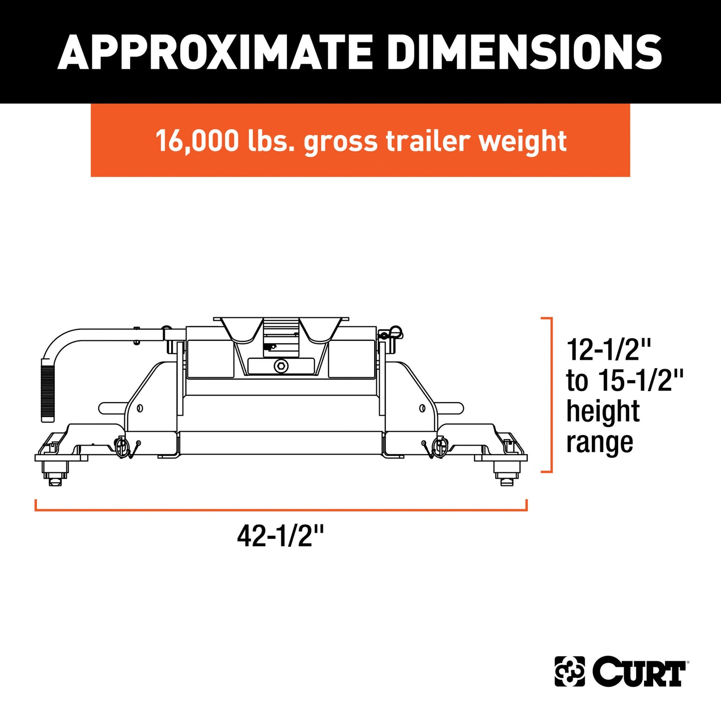 CURT E16 5th Wheel Hitch, Select Ram 2500, 3500, 8' Bed Puck System - 16041