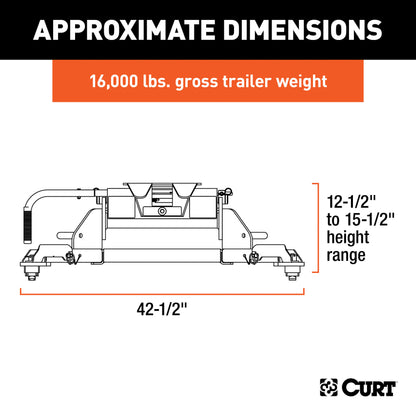 CURT E16 5th Wheel Hitch, Select Ram 2500, 3500, 8' Bed Puck System - 16041