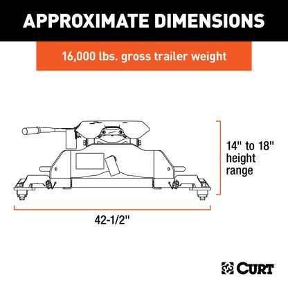CURT A16 5th Wheel Hitch, Select Ram 2500, 3500, 8' Bed Puck System - 16043
