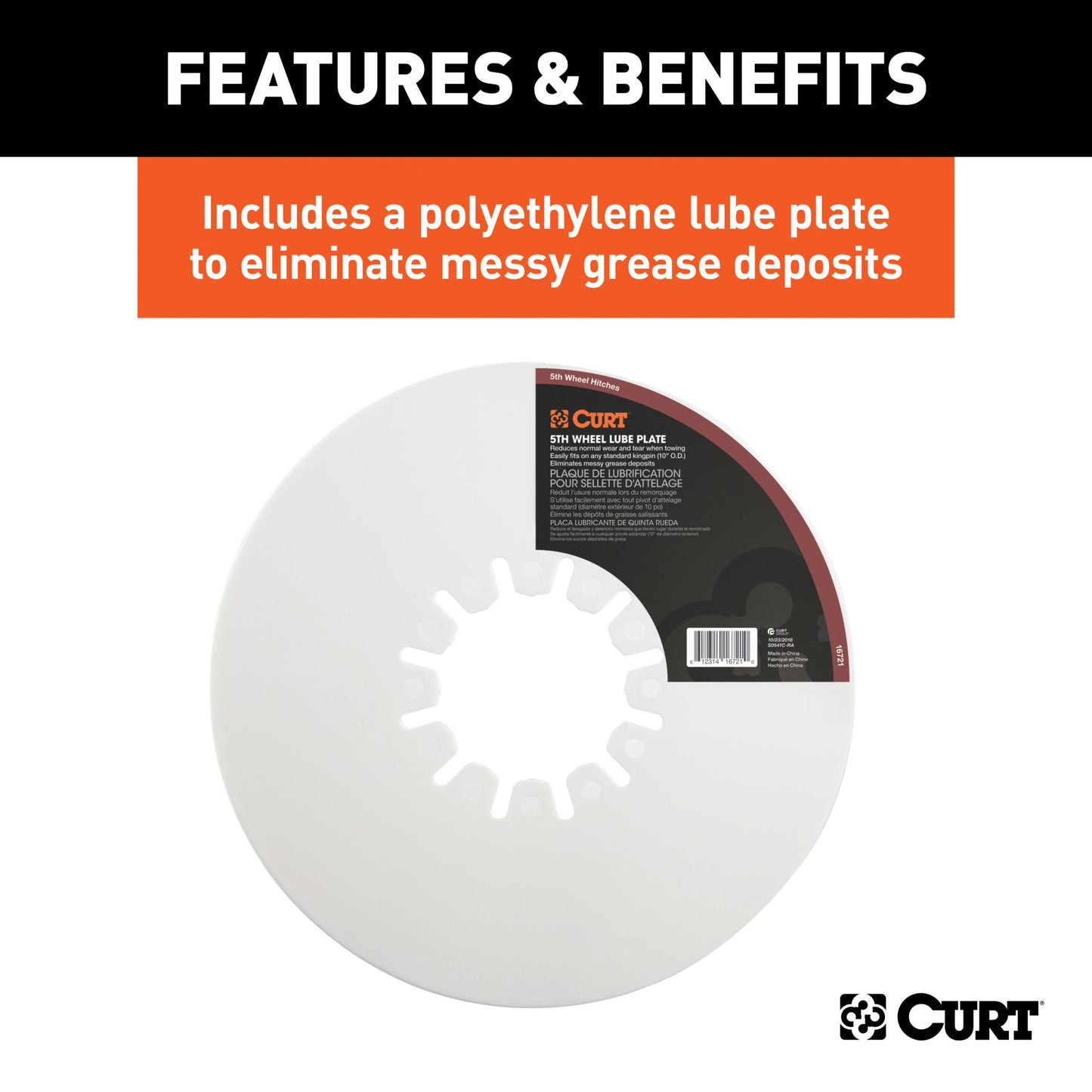 CURT A16 5th Wheel Hitch, Select Ram 2500, 3500, 8' Bed Puck System - 16043