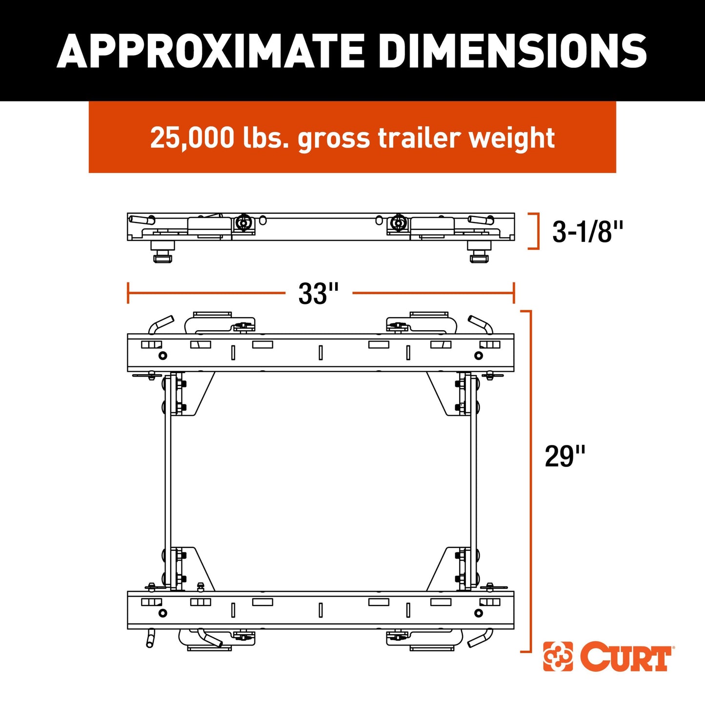 CURT Puck System 5th Wheel Rails, Select Chevy Silverado, GMC Sierra 2500 HD, 3500 HD - 16050