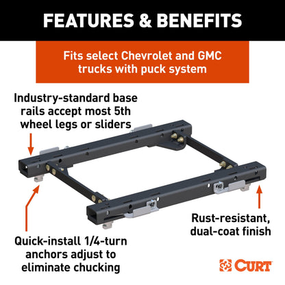 CURT Puck System 5th Wheel Rails, Select Chevy Silverado, GMC Sierra 2500 HD, 3500 HD - 16050