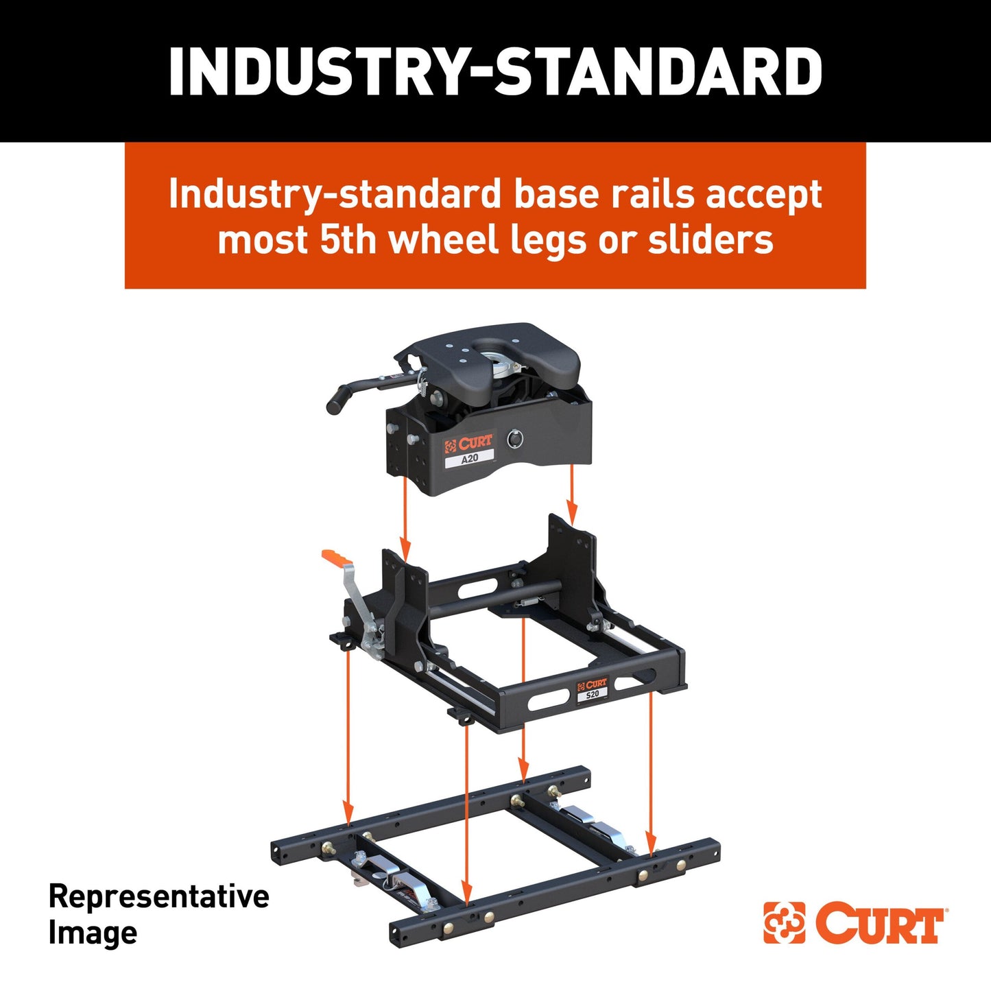 CURT Puck System 5th Wheel Rails, Select Chevy Silverado, GMC Sierra 2500 HD, 3500 HD - 16050