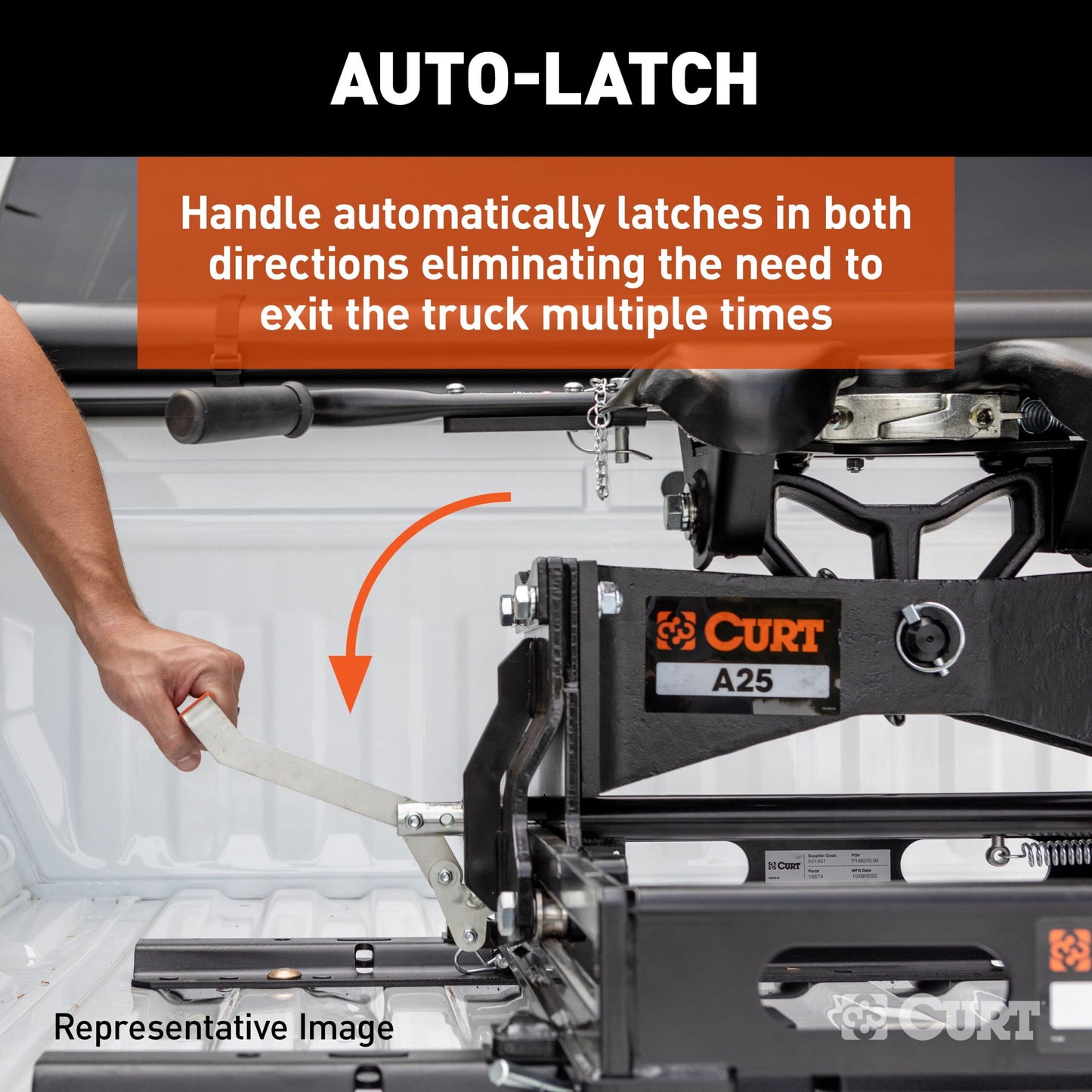 CURT A25 Sliding 5th Wheel Hitch, 25K, Select Ram 2500, 3500 Puck System - 16058