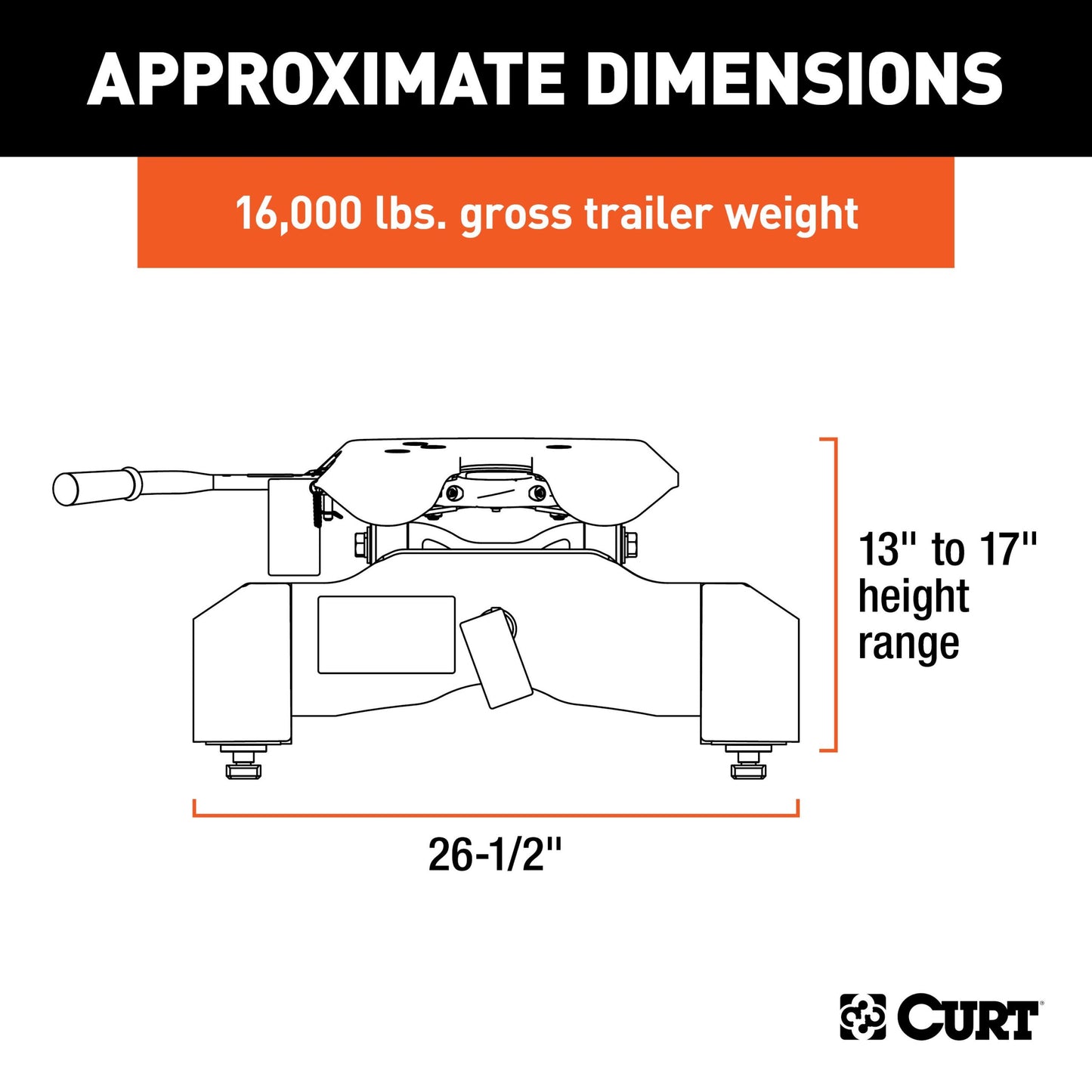 CURT A16 5th Wheel Hitch, Select Silverado, Sierra 2500, 3500 HD, 8' Bed Puck System - 16091