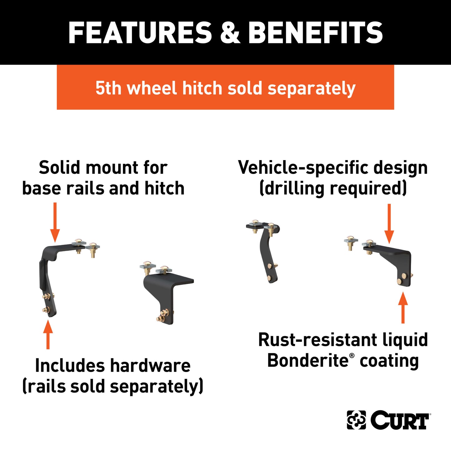 CURT Semi-Custom 5th Wheel Brackets, Select Dodge, Ram 1500 - 16306