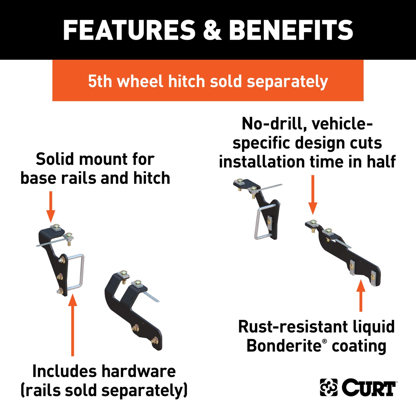 CURT Custom 5th Wheel Brackets, Select Ram 1500 - 16307