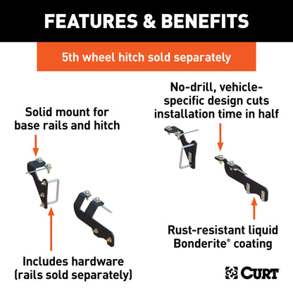 CURT Custom 5th Wheel Brackets, Select Ram 1500 - 16307