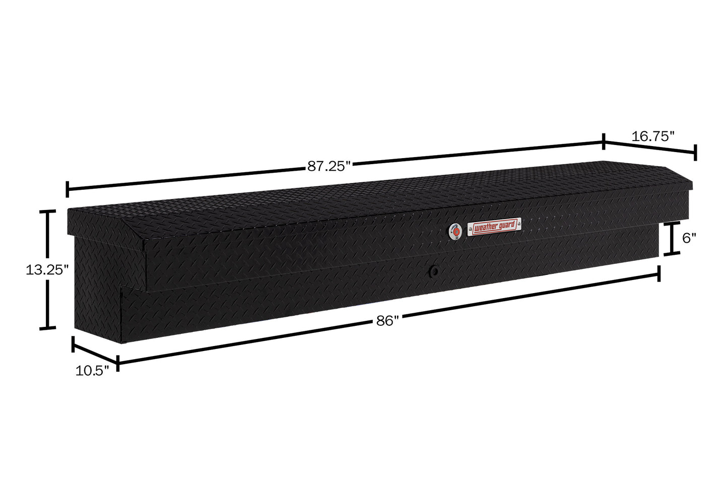 Weather Guard Side Mount Tool Box 87x17x13 Gloss Black Aluminum Standard Model 164-5-04