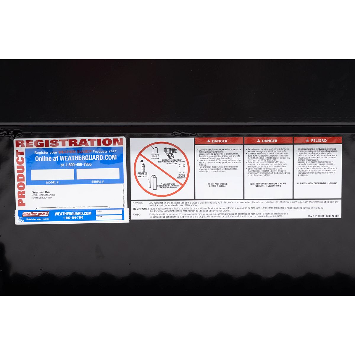 Weather Guard Side Mount Tool Box 87x17x13 Gloss Black Aluminum Standard Model 164-5-04