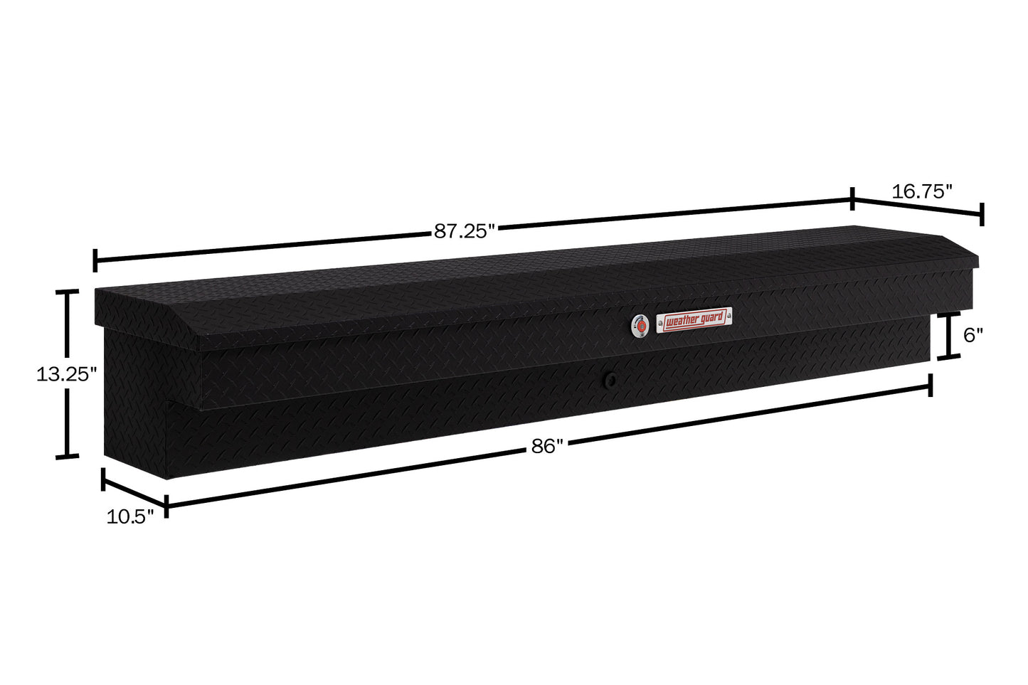 Weather Guard Side Mount Tool Box 87x17x13 Textured Matte Black Aluminum Standard Model 164-52-04