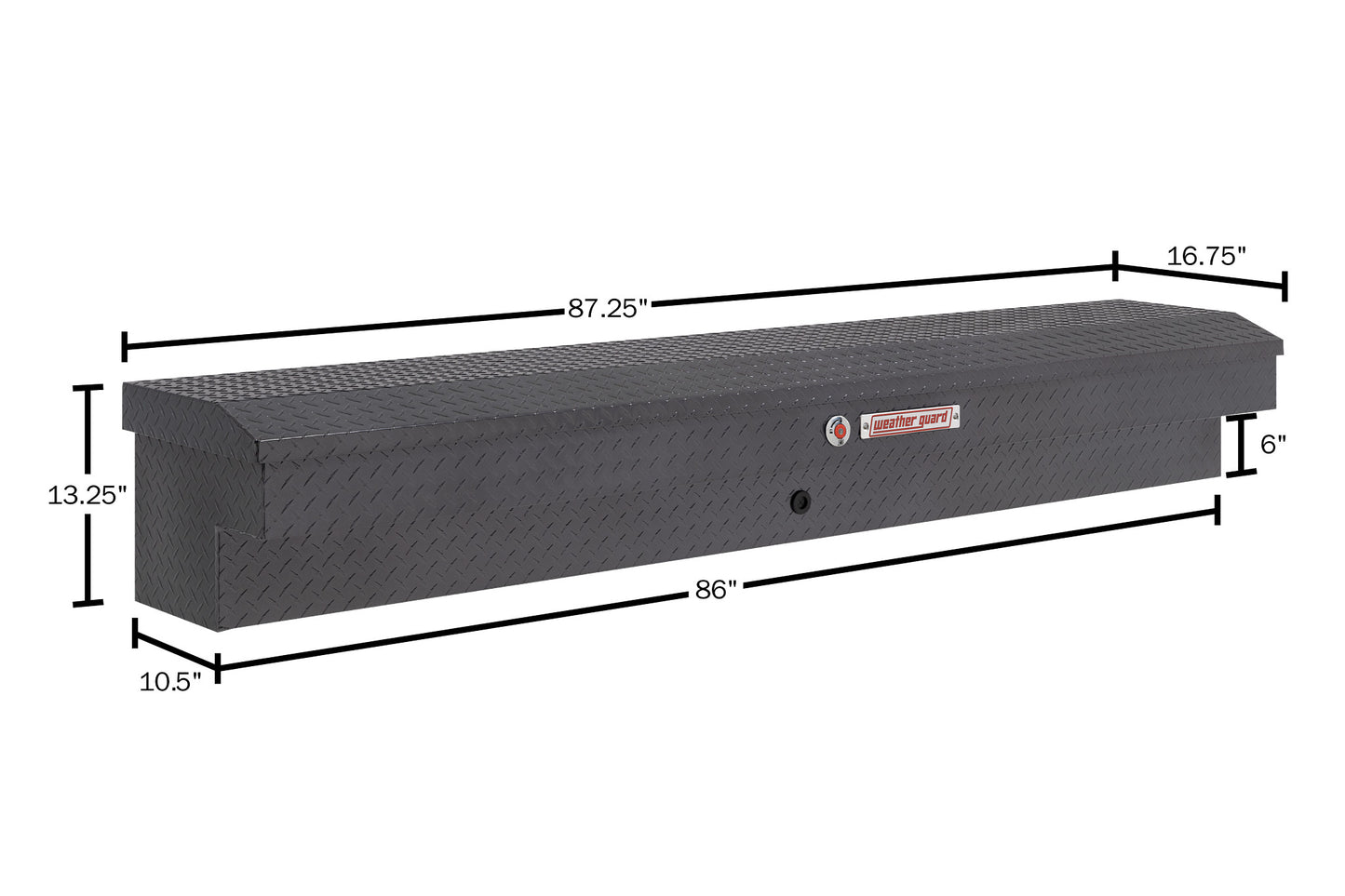 Weather Guard Side Mount Tool Box 87x17x13 Gun Metal Gray Aluminum Standard Model 164-6-04