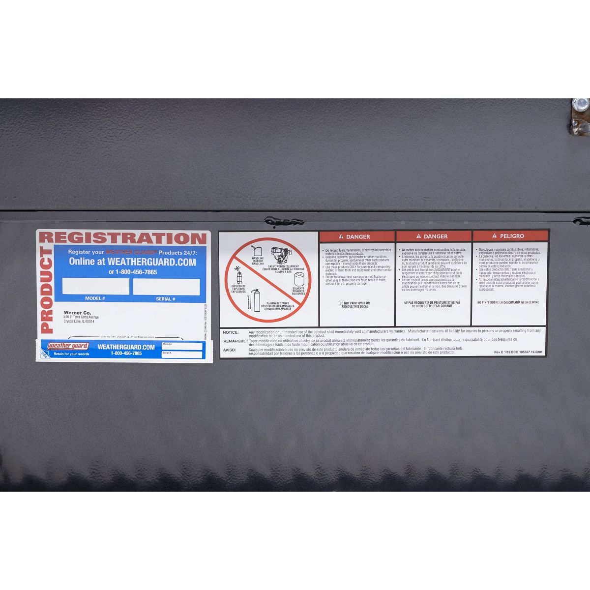Weather Guard Side Mount Tool Box 87x17x13 Gun Metal Gray Aluminum Standard Model 164-6-04