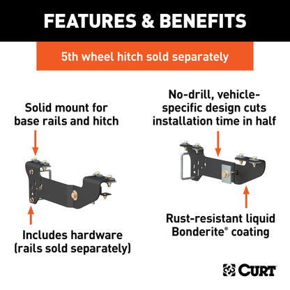 CURT Custom 5th Wheel Brackets, Select Chevrolet Silverado, GMC Sierra 1500 - 16400