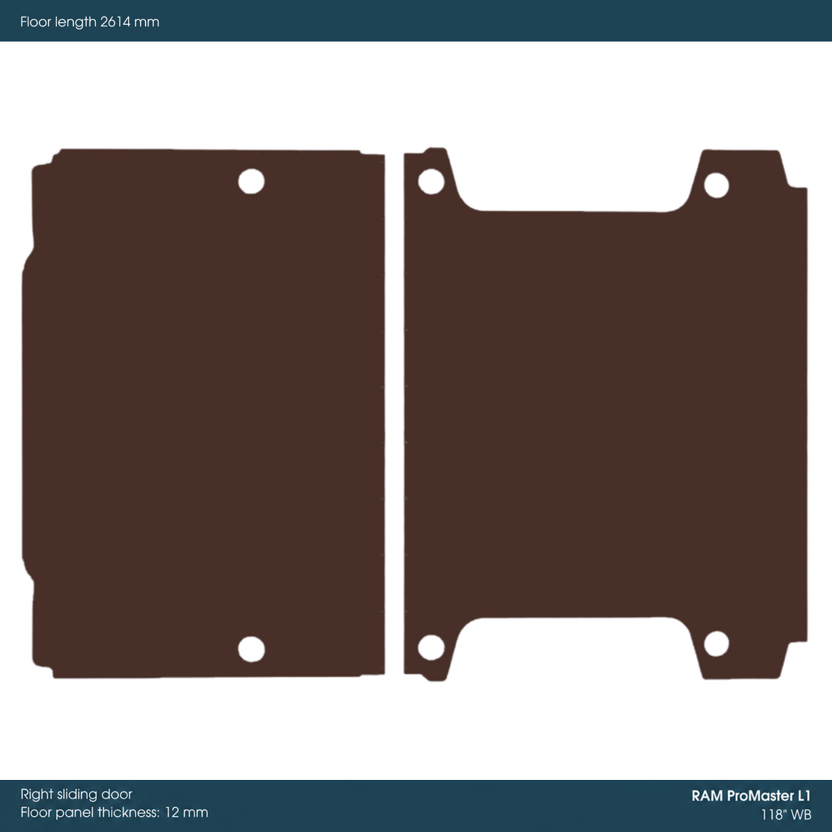 Kore KoskiCrown Phenolic Birch Van Floor Kit for RAM ProMaster 118-in WB - 1640106100410