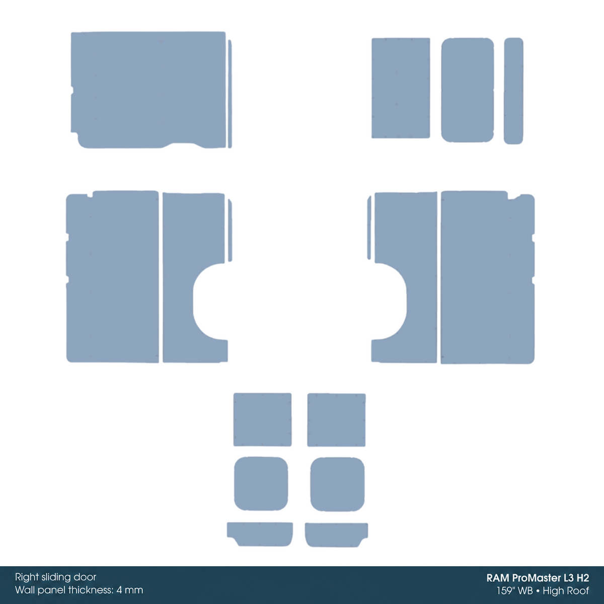 Kore Wall Liner Kit for RAM ProMaster 159-in WB High Roof - 1640306220712