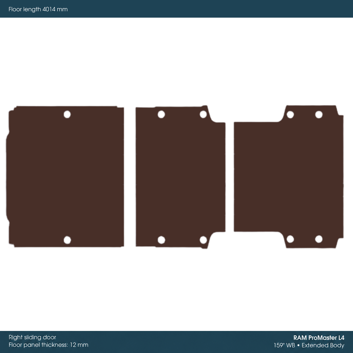 Kore KoskiCrown Phenolic Birch Van Floor Kit for RAM ProMaster XL 159-in WB - 1640406100410