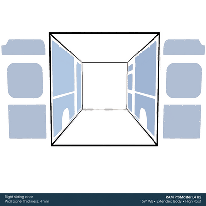 Kore Wall Liner Kit for RAM ProMaster XL 159-in WB High Roof - 1640406220712