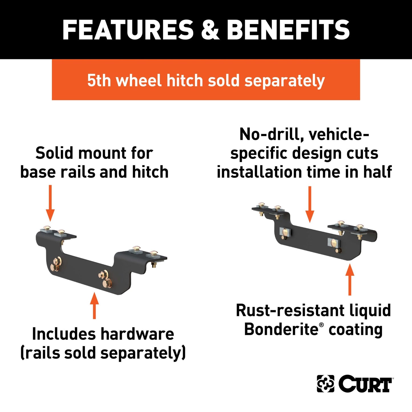 CURT Custom 5th Wheel Brackets, Select Silverado, Sierra (Except Cab & Chassis) - 16411