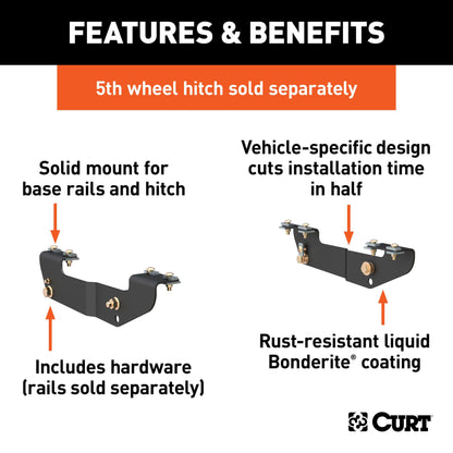 CURT Custom 5th Wheel Brackets, Select Silverado, Sierra 1500, 2500, 3500, HD - 16418