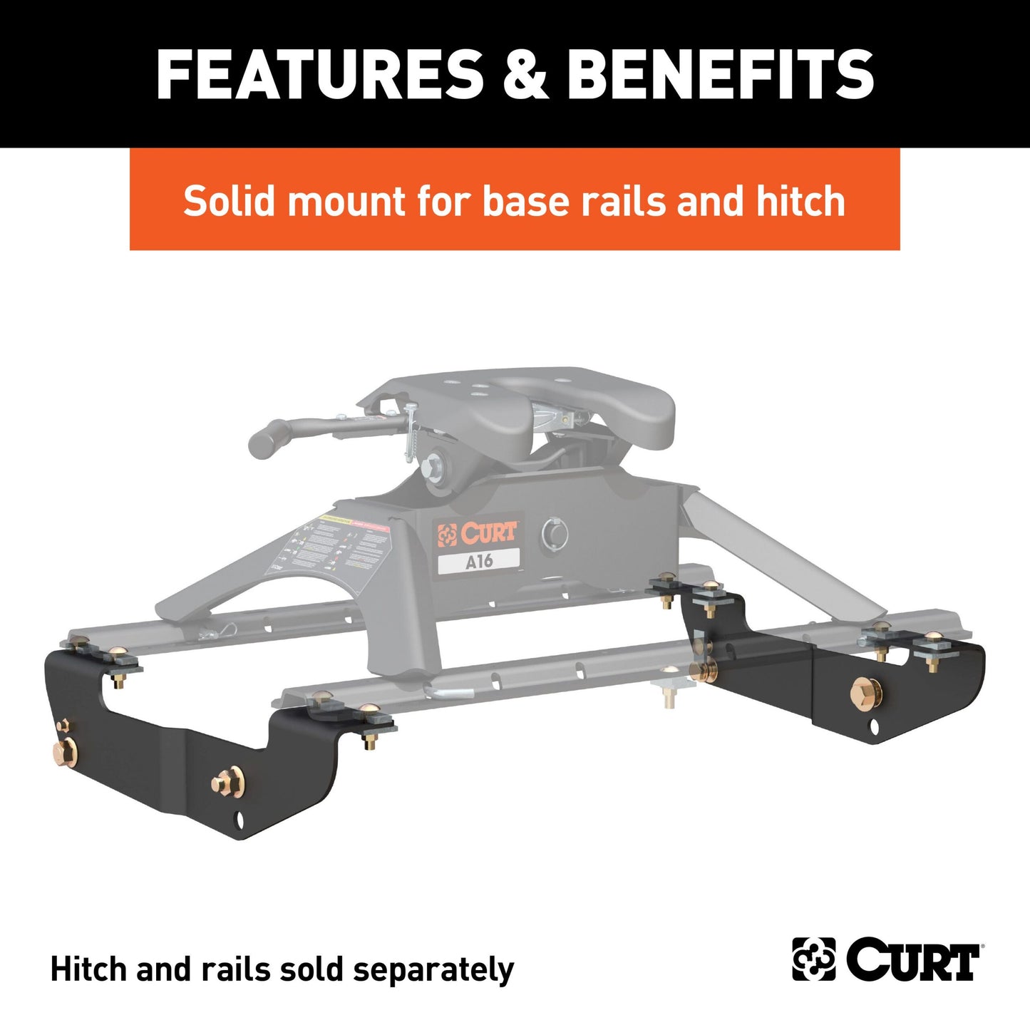 CURT Custom 5th Wheel Brackets, Select Silverado, Sierra 1500, 2500, 3500, HD - 16418