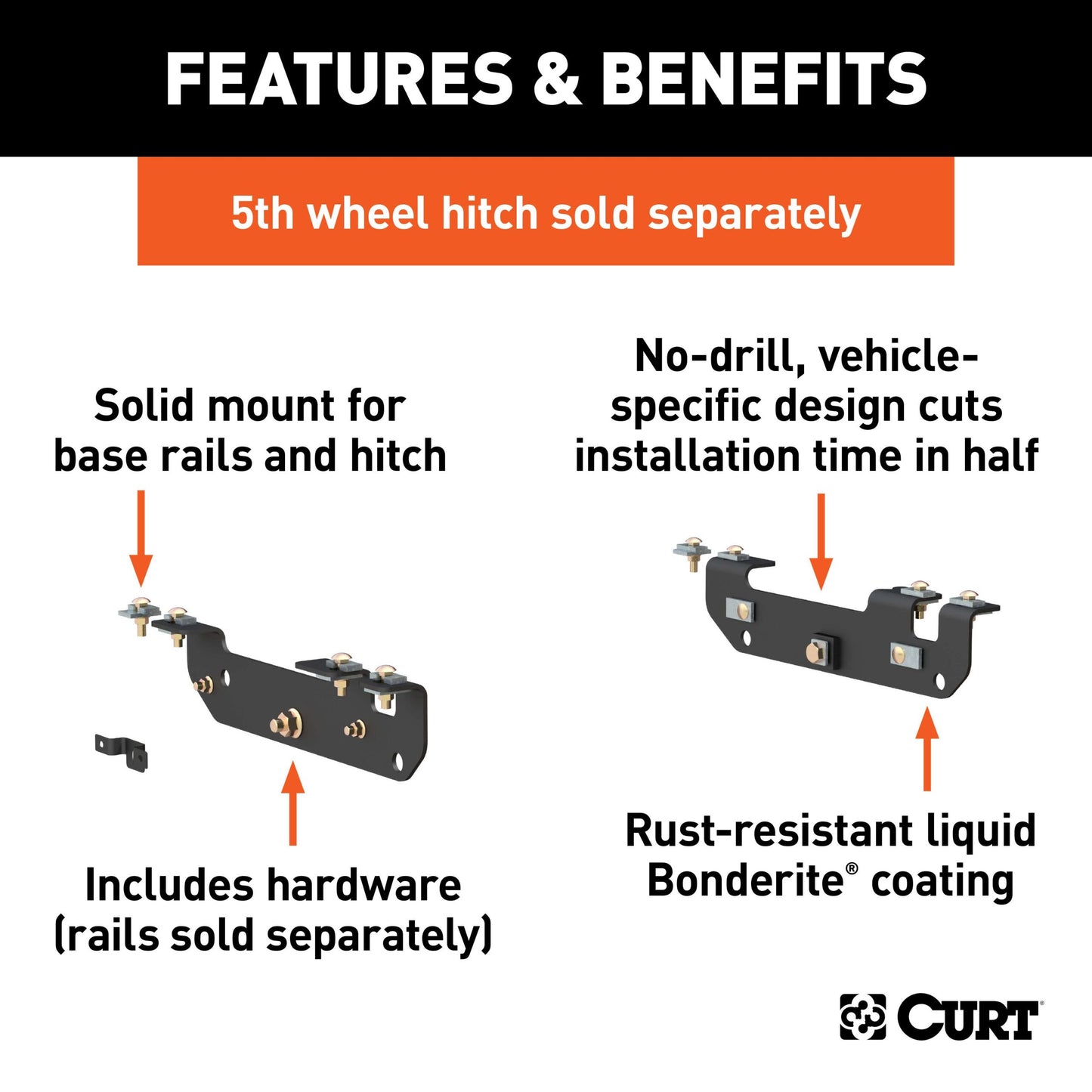 CURT Custom 5th Wheel Brackets, Select Ford F-250, F-350, F-450 Super Duty - 16424