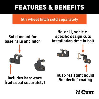 CURT Custom 5th Wheel Brackets, Select Ram 2500 (Except with 5th Wheel Prep Package) - 16427
