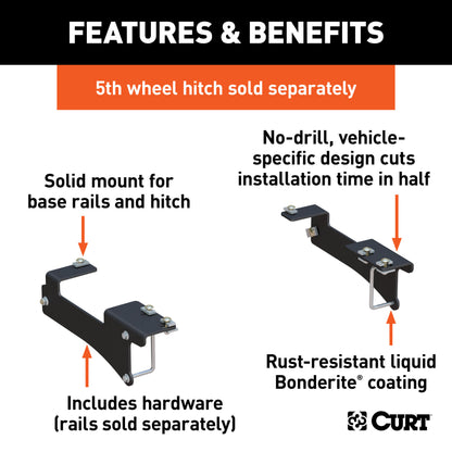 CURT Custom 5th Wheel Brackets, Select Chevrolet Silverado, GMC Sierra 2500, 3500 HD - 16429