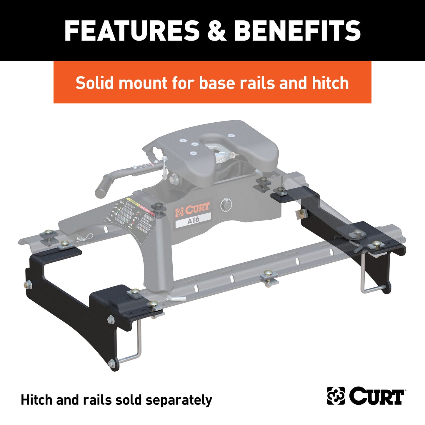 CURT Custom 5th Wheel Brackets, Select Chevrolet Silverado, GMC Sierra 2500, 3500 HD - 16429