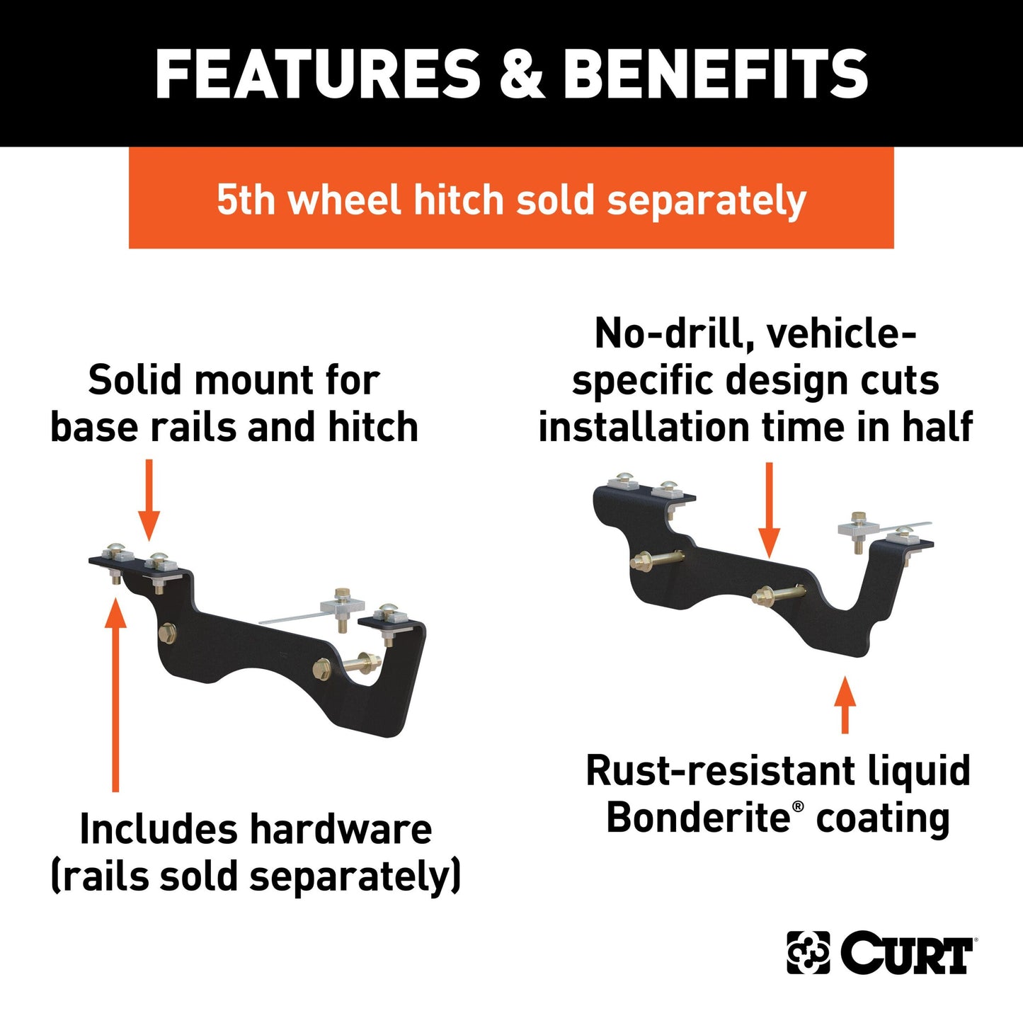 CURT Custom 5th Wheel Brackets, Select Ford F-250, F-350 Super Duty - 16432